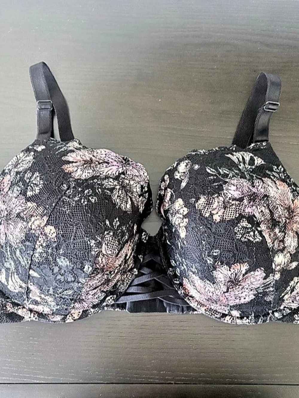 Torrid Curve Black Floral Lace Underwire Bra Size 44C